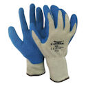 10 Gauge Crinkled Natural Rubber Latex Coated Gloves, Glove Size: L, Blue/Natural, Priced Each