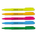 Pocket Highlighter, Chisel Tip, Fluorescent Colors, 5/Set